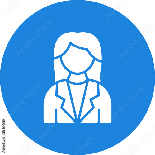Business Woman Circle Icon, Female Professional Icon, Woman Office Executive Icon