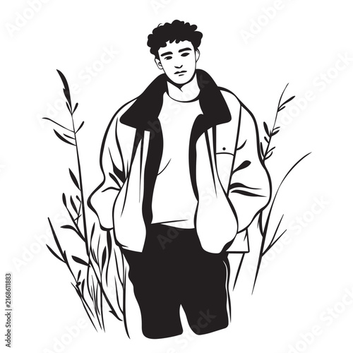 Vector illustration of a man wearing a jacket.