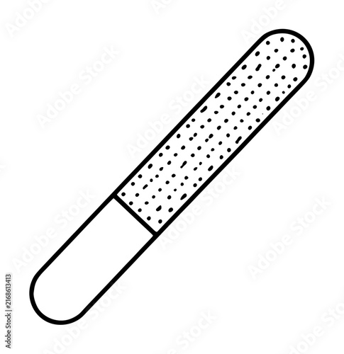 Canvas Print Hand-traced vector icon of a professional nail file or emery board for manicure and pedicure services, featuring a textured surface and smooth handle in a clean minimalist line art illustration