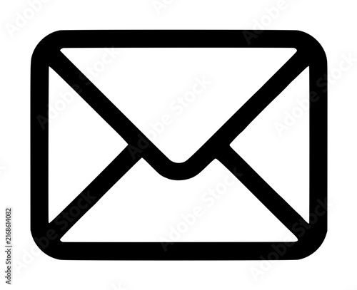 Bild auf Leinwand Minimalist hand-drawn envelope vector icon illustration with thick black outlines, representing mail, letters, messages, and communication for digital and print design projects on white background
