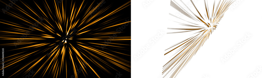 Fototapeta premium Abstract Golden light speed effect isolated on transparent background