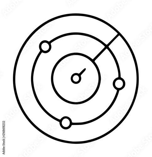 Foto Sleek minimalist radar screen vector icon illustration featuring concentric circles and a scanning line with target blips, perfect for navigation, technology, aviation, and tracking interfaces