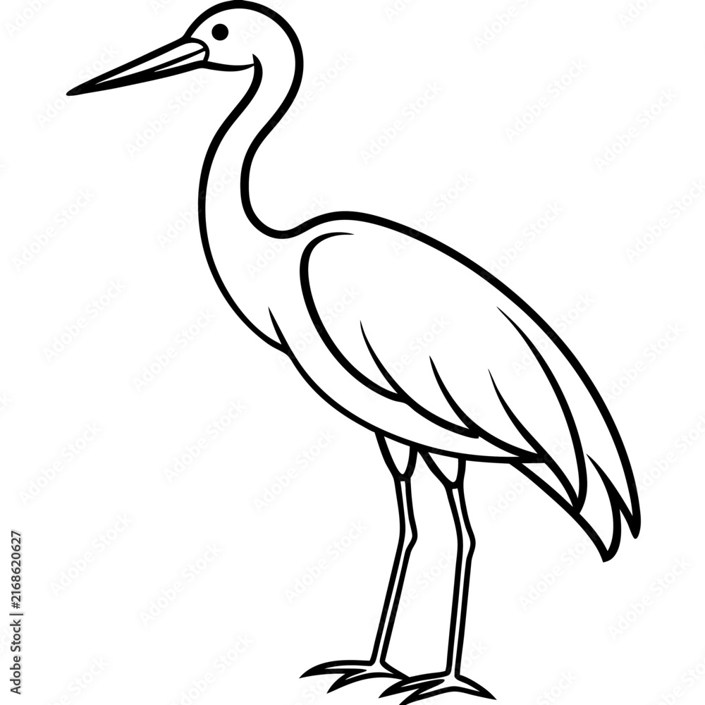 Naklejka premium Stork line art vector