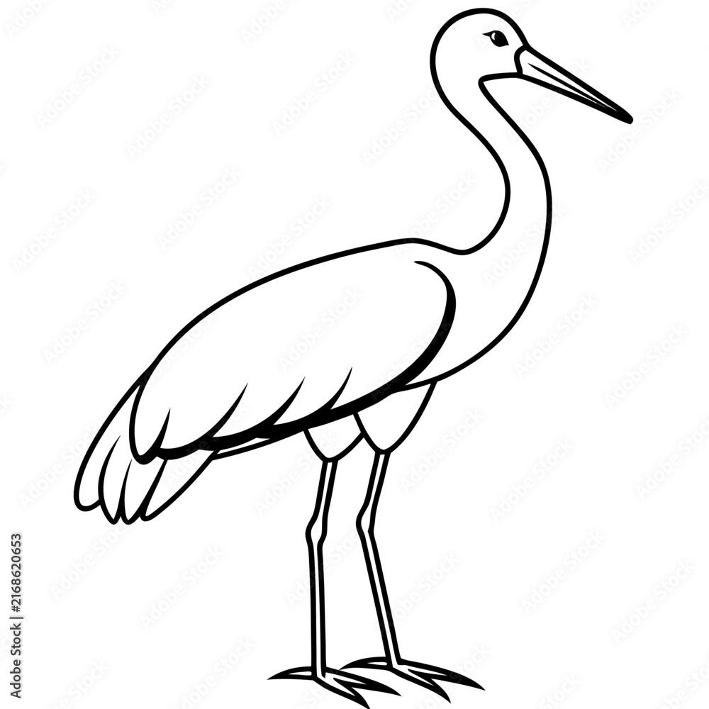 Naklejka premium Stork line art vector