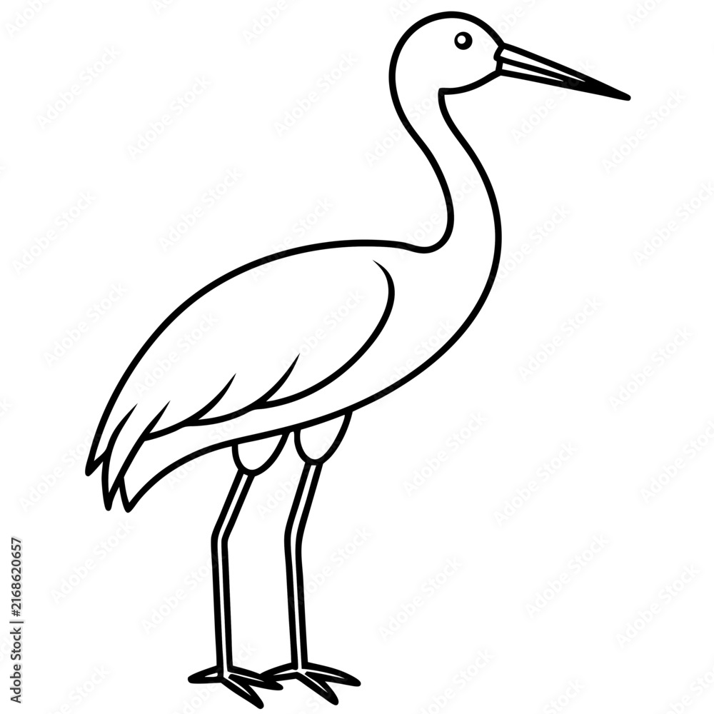 Naklejka premium Stork line art vector