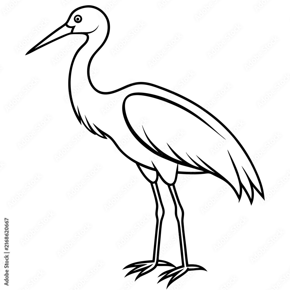 Naklejka premium Stork line art vector