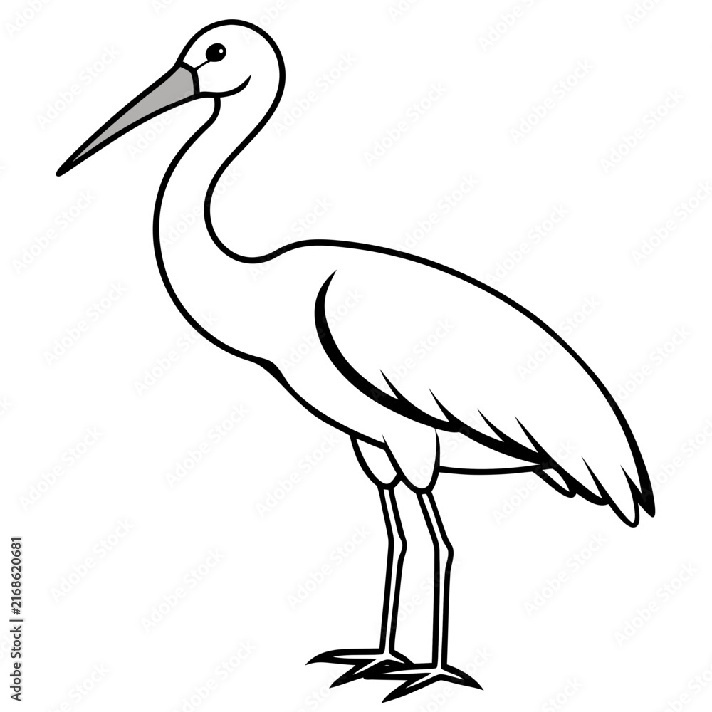 Naklejka premium Stork line art vector