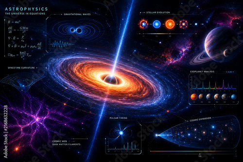 Astrophysics The Universe in Equations, astrophysics, universe equations, physics equations, cosmology, theoretical physics, mathematical physics, quantum physics, celestial mechanics, relativity, Ein