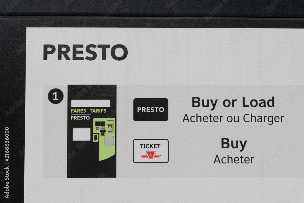 Naklejka premium Metrolinx Presto instructional display, Eglinton Line 5, in Toronto