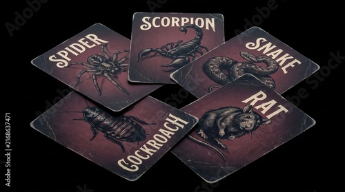 Vintage spooky trading cards depicting dangerous creatures