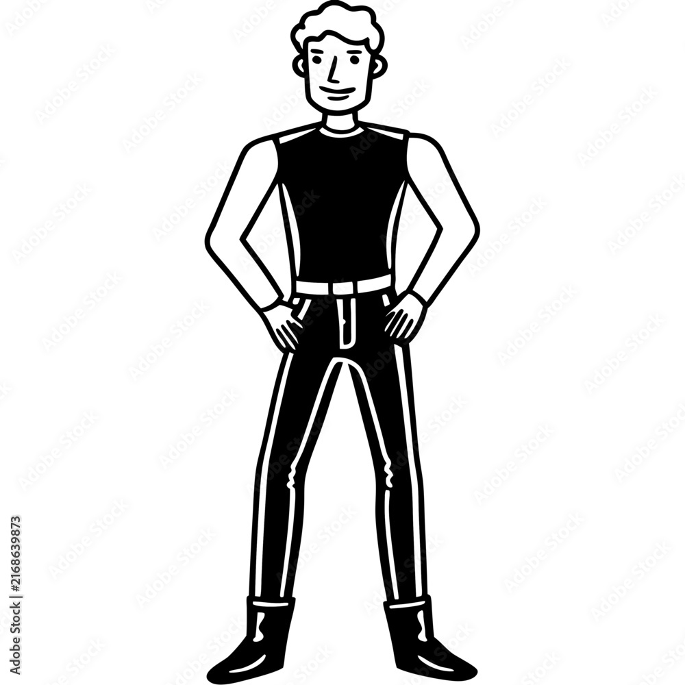 Fototapeta premium Peaple and Leather Pant line art vector