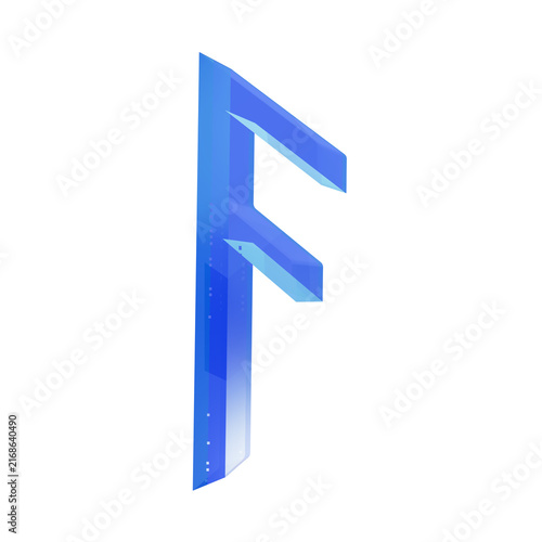 Foto Ansuz runic letter 3D render blue glass glossy icon symbol for esoteric magic mystery illustration graphic web element isolated