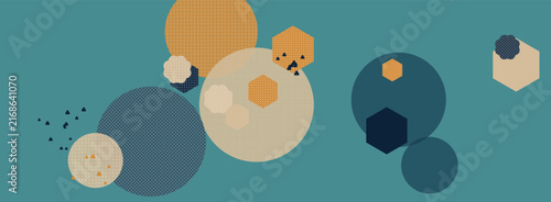 Foto Abstract planets with orbital lines on colorful blocks