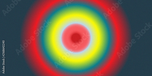 Canvastavla Vibrant grainy gradient background featuring colorful concentric radial circles with red yellow blue tones perfect for trendy modern art poster design backdrop