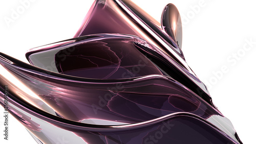 Abstract Purple Liquid Sculpture with Reflective Surfaces and Elegant Swirls