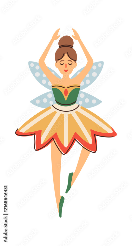 Fototapeta premium Ballerina Fairy Dancing Ballet Cartoon