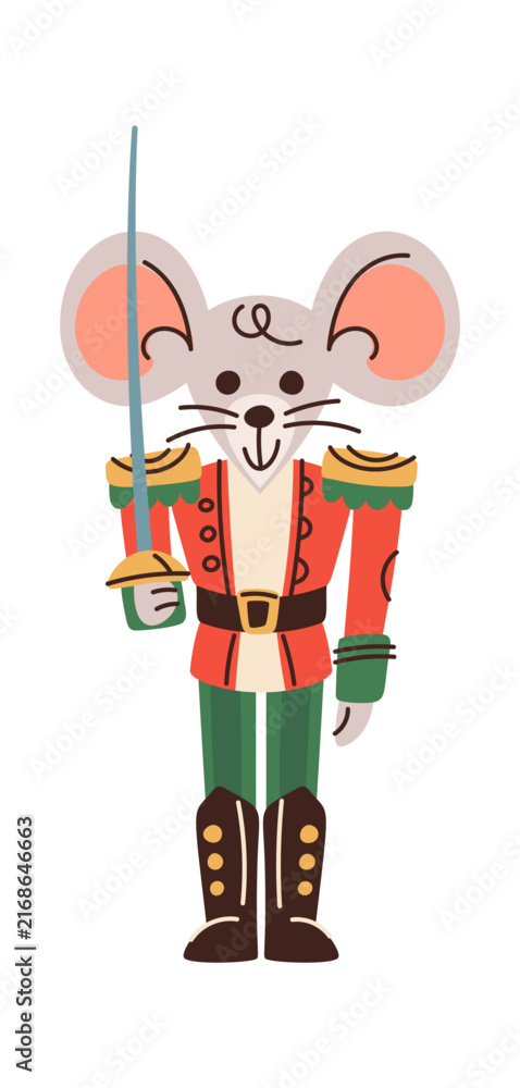 Fototapeta premium Nutcracker Mouse King With Sword Cartoon