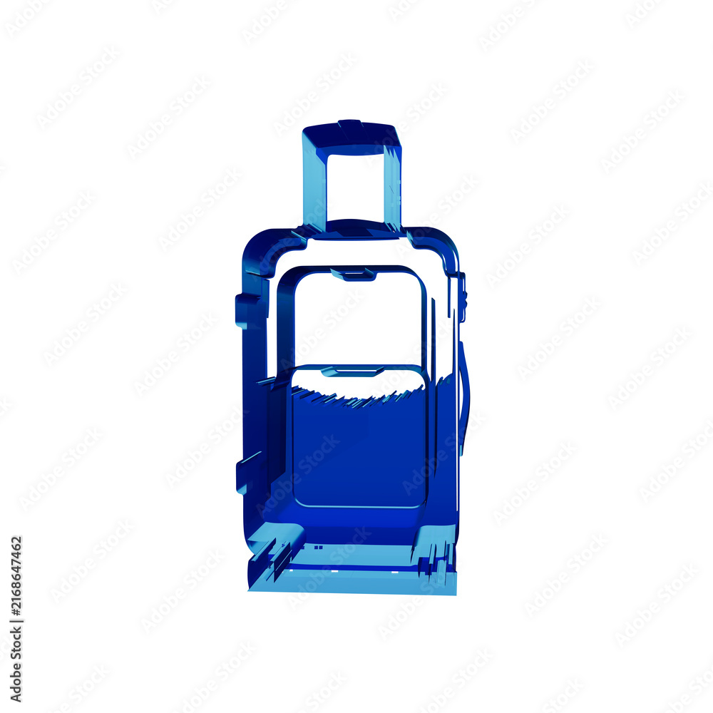 Fototapeta premium Abstract blue wireframe travel suitcase concept isolated on transparent background for tourism and modern luggage design ideas.