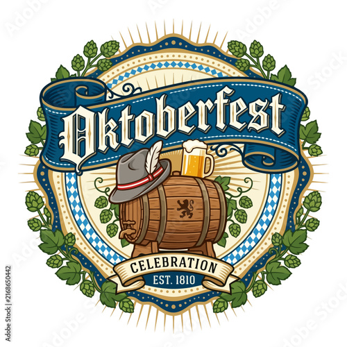 Oktoberfest Celebration Beer Barrel Hat Bavarian Festival Design