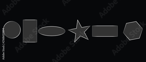 Abstract geometric shapes in grayscale on a black background creating a minimalist and modern design element