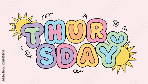 Pastel bubble letter typography for Thursday day of week social media post