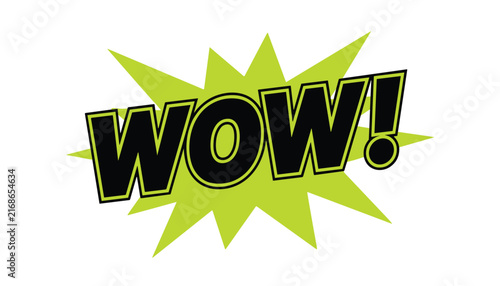 Lime green wow comic speech bubble graphic for sales marketing
