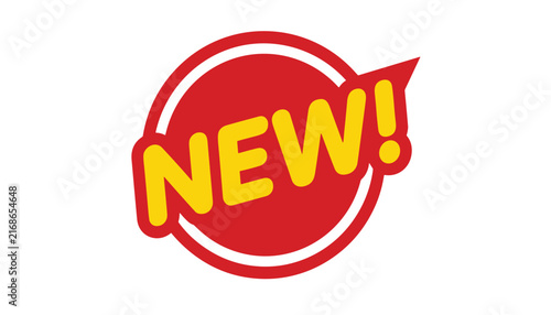 New sign icon in red circle for promotional retail sales and marketing ads