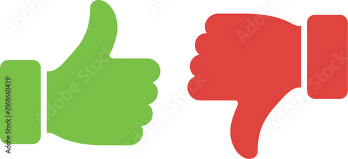 фотографія Thumbs up and thumbs down symbols with approval and disapproval icons for feedback, rating, voting, review, reaction, and vector illustration