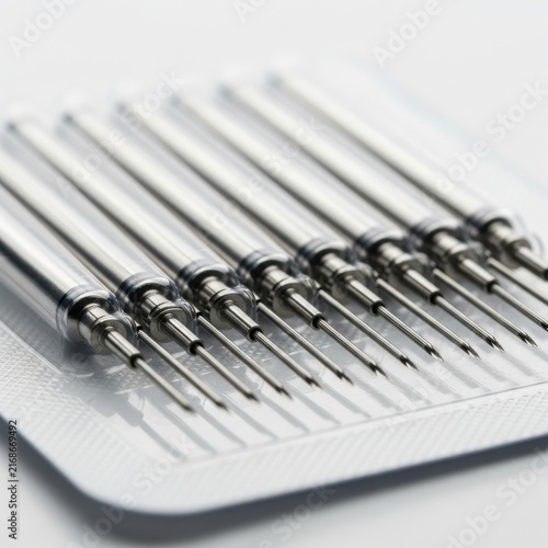 Group of silver alloy hypodermic needles for medical injections and precise fluid delivery