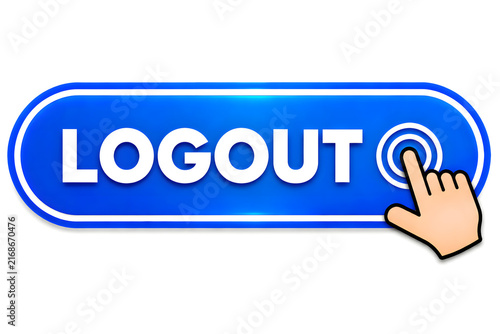 Hand clicking logout button on digital interface for secure session termination and user exit