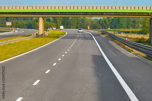 Poland - August 04, 2025: Road view on the road bridge
