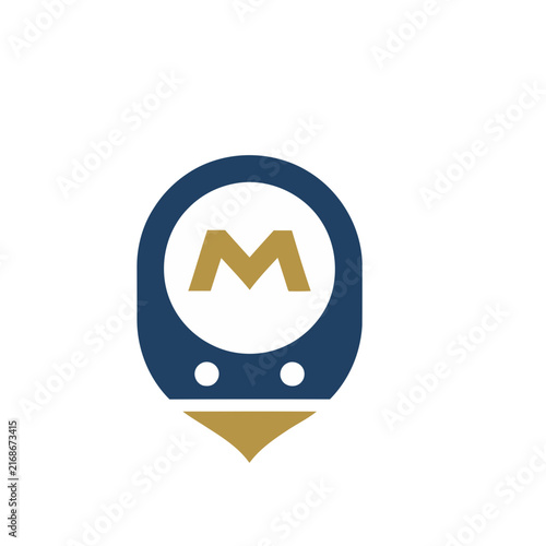 Blue and gold letter M logo