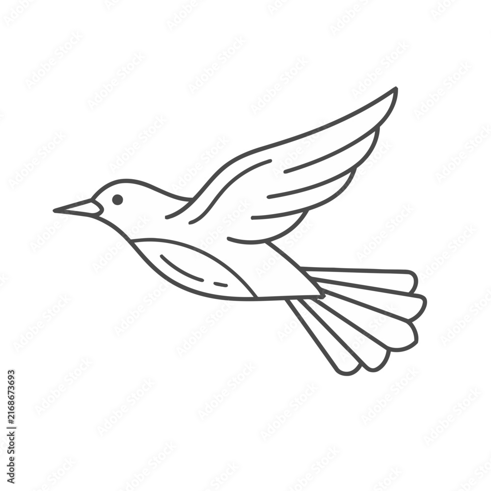 Fototapeta premium Outline of a bird in flight