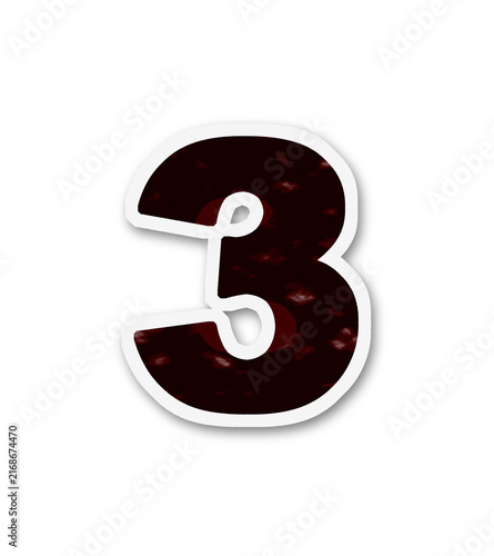 Digit three with a torn paper effect is presented on transparent background number numeral typography font design graphic element illustration style texture