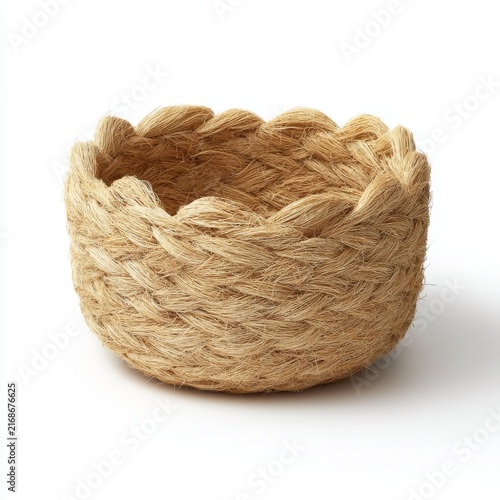 Textured woven basket made from natural fiber, rustic home decor, eco-friendly storage solution for various uses in any space