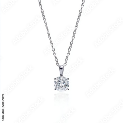 Elegant Diamond Pendant Necklace on Silver Chain in Studio Lighting for Jewelry Photography