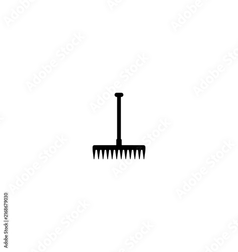 Minimalist Black Garden Rake Vector Icon