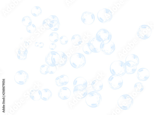 Obraz na płótnie Transparent soapy bubbles and water drops cluster on black background