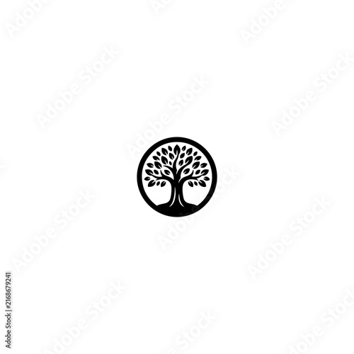 Minimalist Tree of Life Symbol in Circle