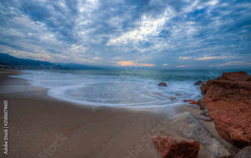 Canvas Print waves lapping at the sandy beach, Puerta Vallarta Mexico