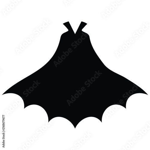 Black silhouette vampire cape vector illustration design element for halloween costume.