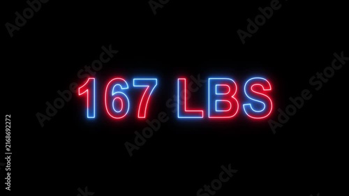 Glowing neon weight Scale Counter Animation – 00 to 500 LBS Numeric Display.