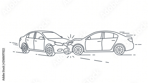 Sudden car crash concept featuring rear end vehicle collision with motion speed lines illustration