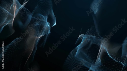 Abstract digital art with dynamic light trails and geometric shapes