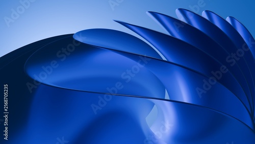 фотографія Abstract 3D modern blue curved waves wallpaper design, ideal for technology back