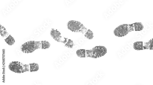 фотографія Halftone style shoe footprints walking path