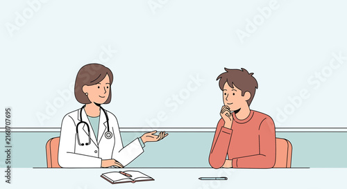 Doctor consulting patient, medical examination, healthcare, doctor's appointment, patient care, hospital visit