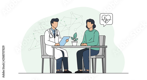 Doctor consulting patient, discussing health, medical checkup, healthcare concept