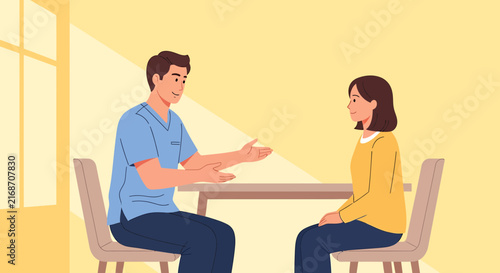 Doctor consulting patient, discussing health, medical examination, doctor-patient relationship, healthcare concept