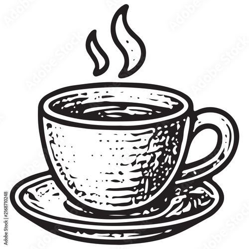 Steaming Hot Coffee Cup and Saucer